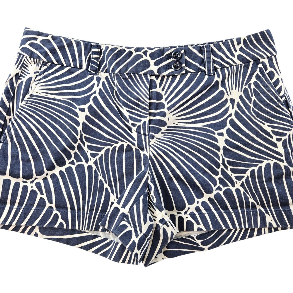 Vineyard Vines Shorts Womens 8 Blue Twill Pleated Chino Floral Pockets